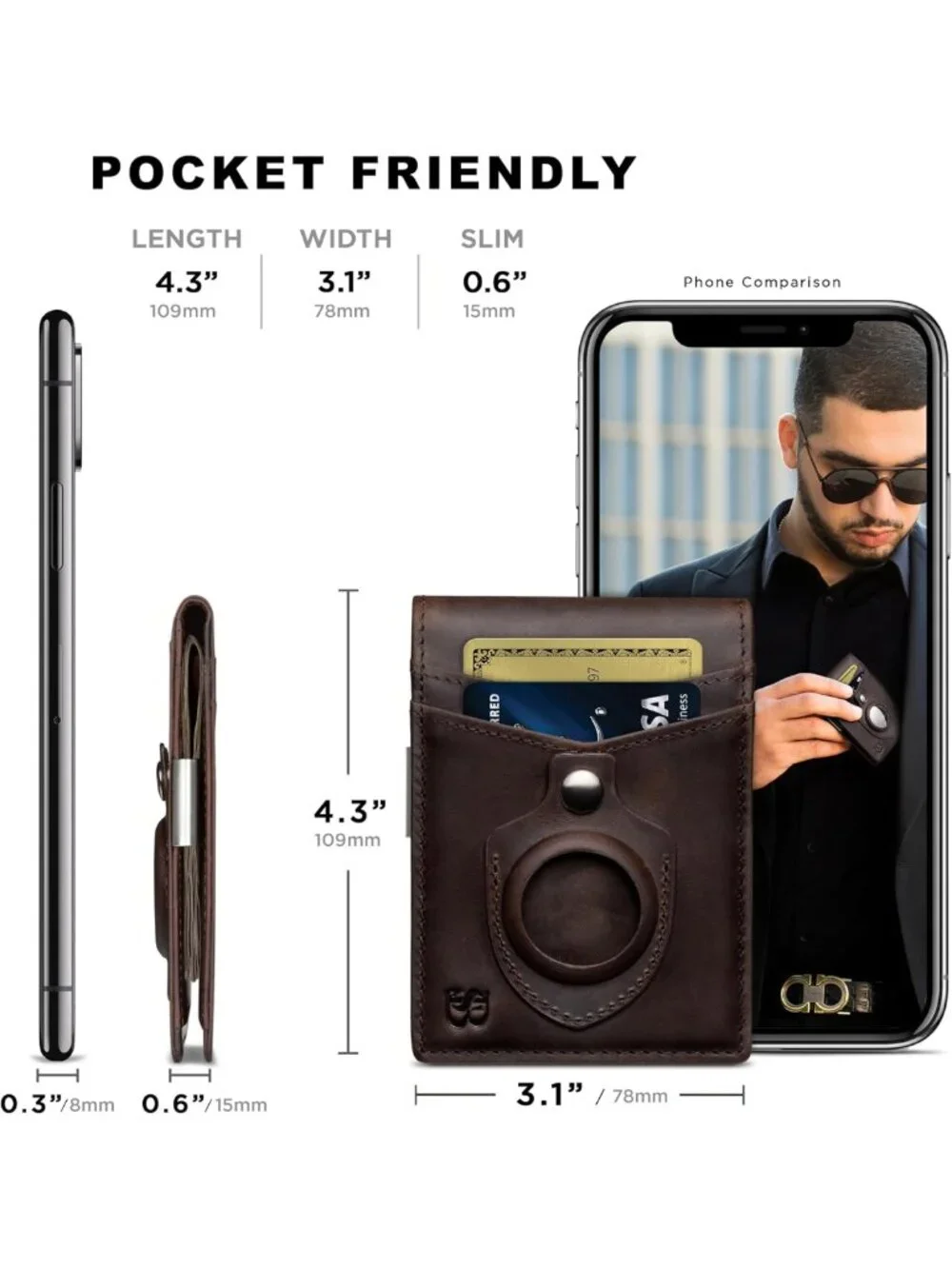 Slim Minimalist Money Clip Wallet for Men - RFID Blocking Front Pocket Card
